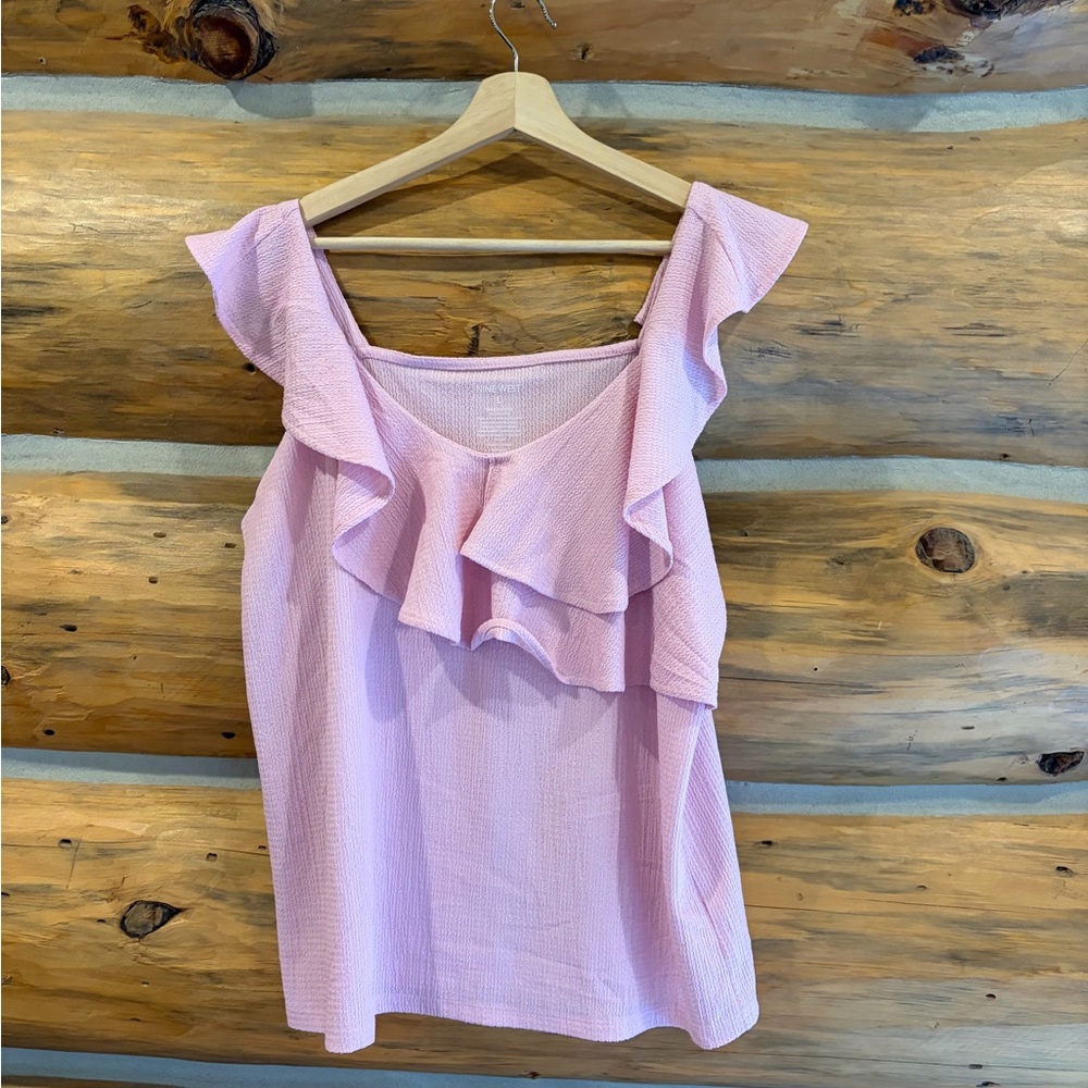 Nine West Pink Ruffle Tank Top size L